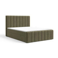 BOXBETT 01 BIS 160 x 200 cm - Vibe - Modernes Polsterbett mit Bettkasten inkl. PU-Schaum-Topper und Federmechanismus - Olivgrün, Holz (160/200cm) - ROYAL24_MARKT
