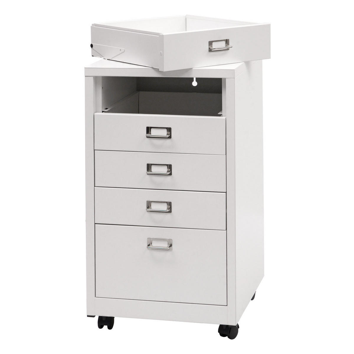 ROLLCONTAINER 75x40x41cm Metall 5 Schubladen Weiß - Weiß, Metall (40/75/41cm) - PROREGAL