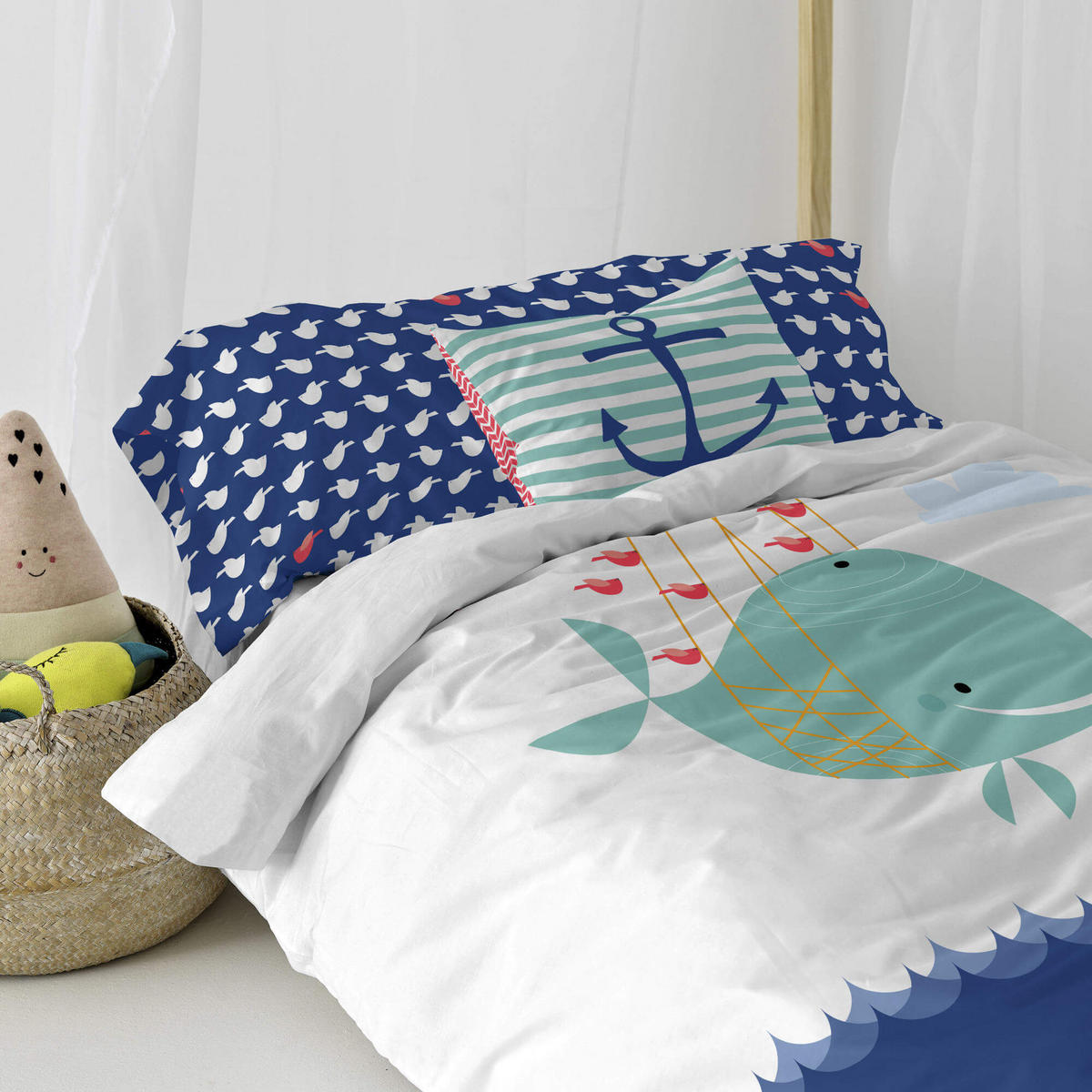 KISSENBEZUG whale 50x30 cm mehrfarbig - Multicolor, Textil (50/30cm) - Happy Friday