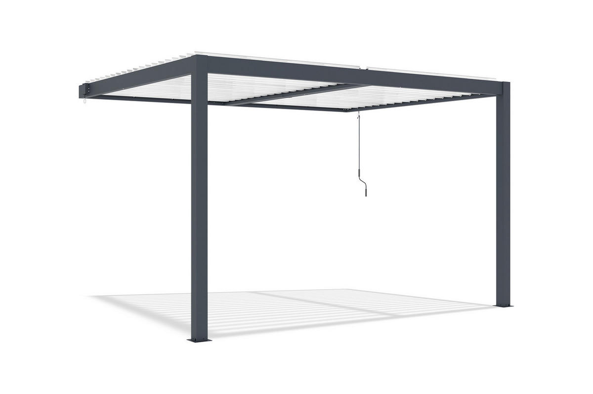 BIOKLIMA-PERGOLA Agosta 4x3m 250 cm hoch an der Wand befestigt Graues Aluminium mit wei - Grau, Metall (394/248/300cm) - Cazeboo