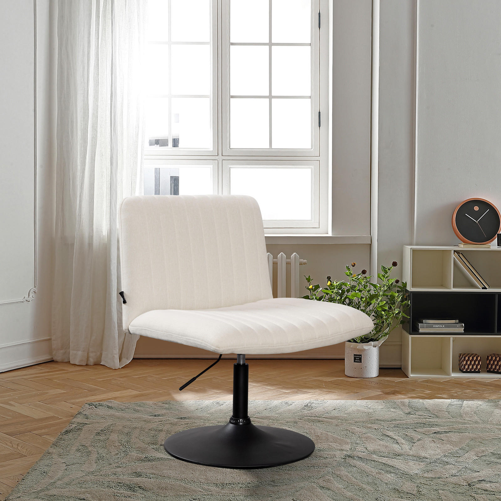 LOUNGESESSEL EMILY Leinenoptik Creme - Creme, Textil (64/96/66cm) - SVITA