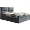 BOXBETT Bonio III 120/200 cm in Grau – mit Bettkasten und Topper - Schwarz/Grau, Holz/Holzwerkstoff (120/200cm) - AX Living