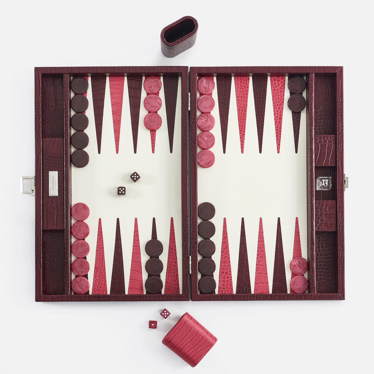 BACKGAMMON – Groß BACKGAMMON Leder Pflaume 46cm - Lila, Leder (46/30.3cm) - Premium Interiors