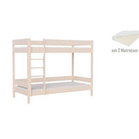 ETAGENBETT Diego 140x70 naturweiß mit Matratzen - Naturfarben, Holzwerkstoff (70/140cm)