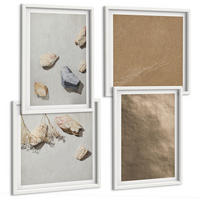 BILDER SET 4er Set - 50x50 cm & 40x60 cm Weißer Rahmen - Strandsteine natürliche Strukturen - Weiß, Kunststoff (50/50cm) - TULUP