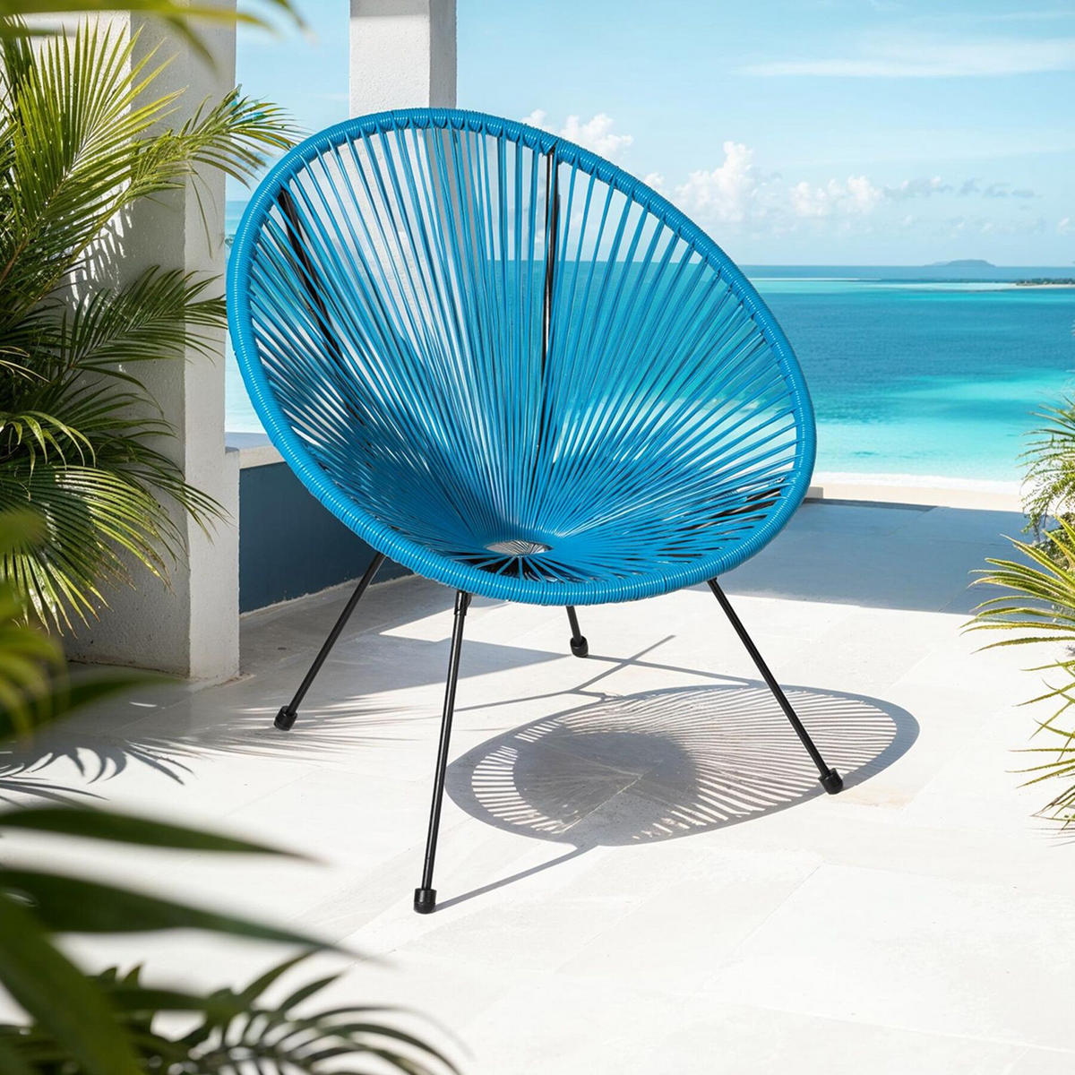 GARTENSTUHL 2er Set Santana mit Tisch, Belastbarkeit Stuhl 120 kg, blau - Blau, Kunststoff - tectake