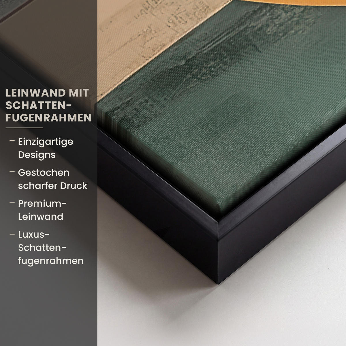 LEINWAND Bilder mit Rahmen - Abstrakt - Gold - Bronze - Grün - Formen - Modern - 60x40 - Multicolor, Textil (60/40cm) - MuchoWow