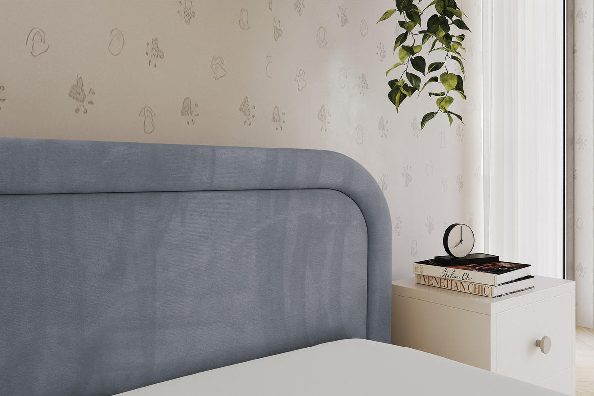 EINZELLBETT Jugendbett mit Bettkasten, Links - JOVY 80x200 Grau - Grau, Holzwerkstoff/Textil (80/200cm) - ALTDECOR