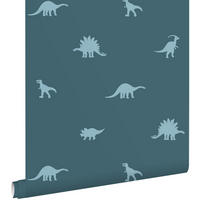 TAPETE Dinosaurier 50 x 900 cm - Blau, Papier (50/0.1cm) - ESTAhome