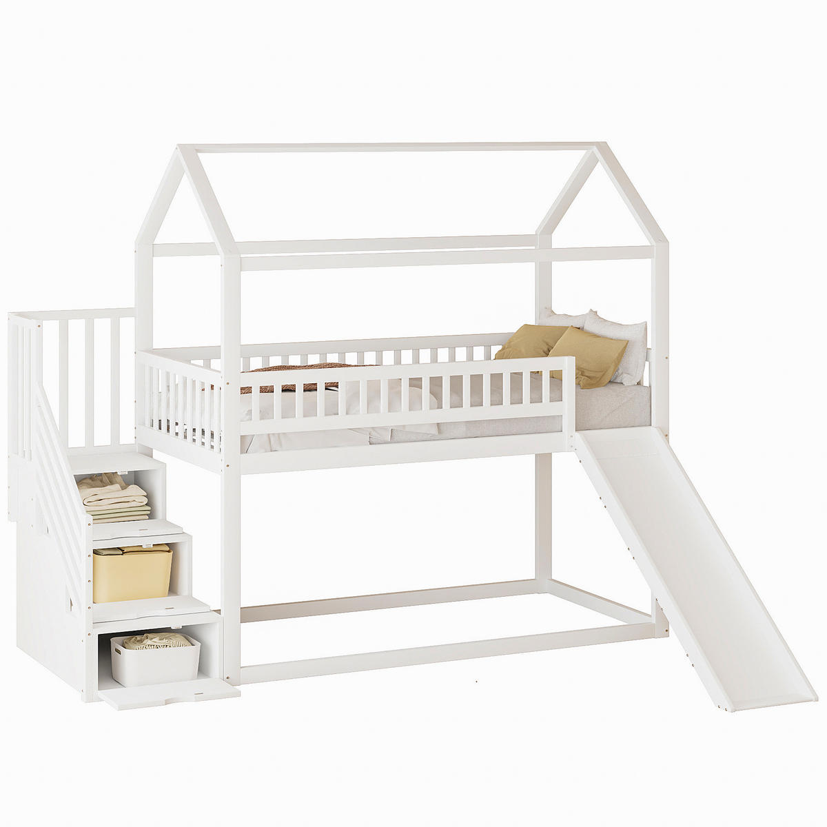 HOCHBETT Massivholz 90/200 cm Weiß - Weiß, Holz - Raumix