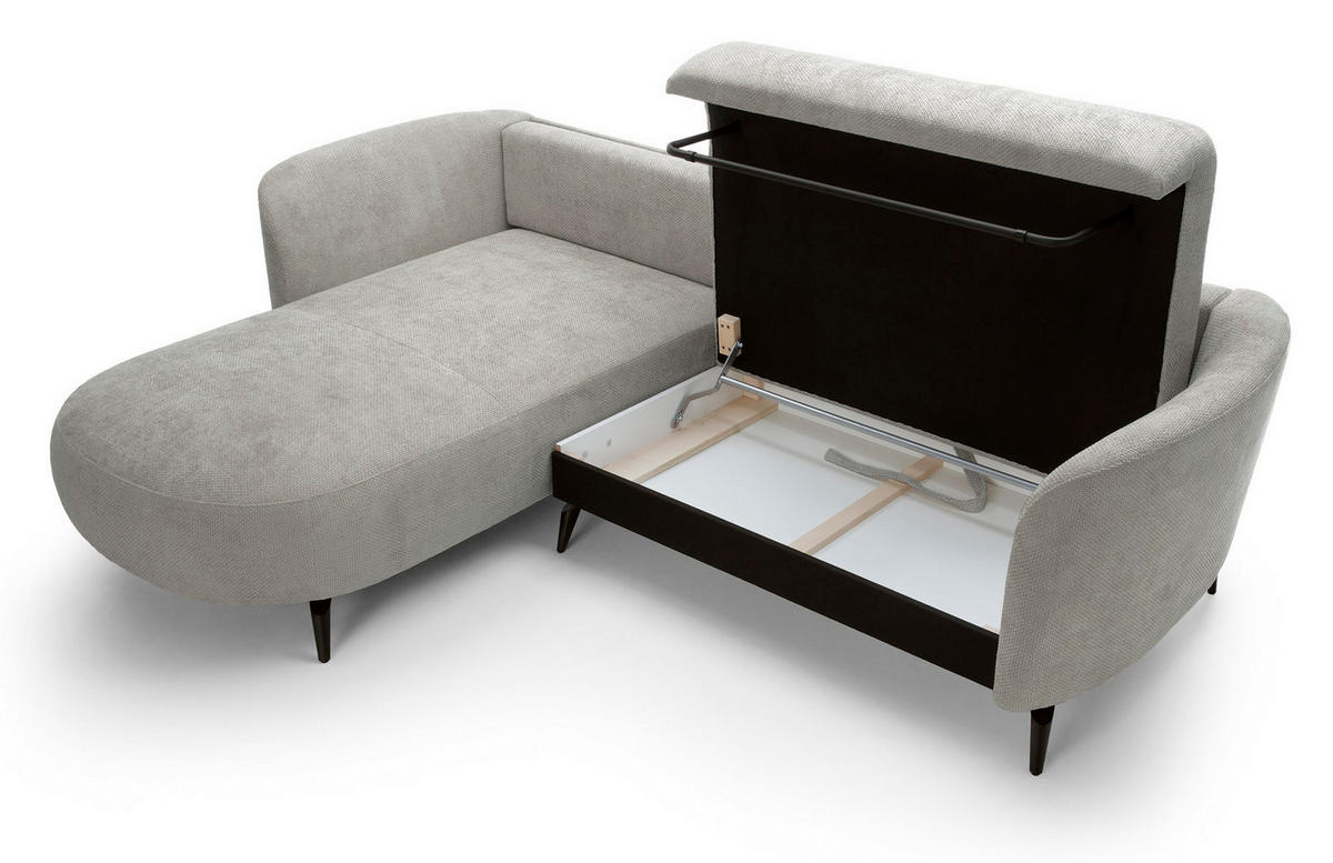 ECKSOFA auf Füßen Kendra 260 cm mit Schlaffunktion, Links, Hellgrau - Hellgrau, Holz (260/180cm) - Emporius