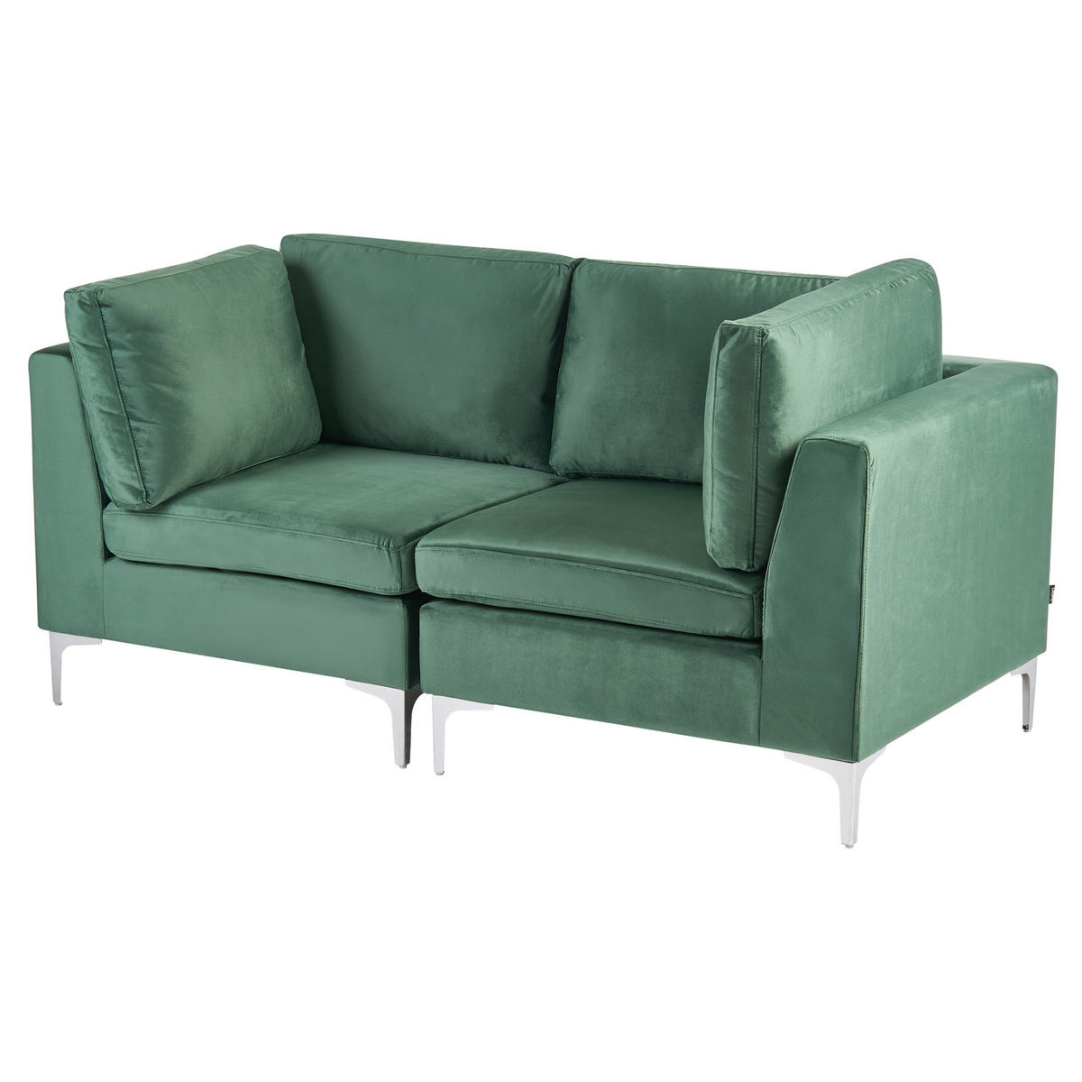 MODULÁRNÍ POHOVKA 2-místná Zelená Sametová látka Evja - zelená barva, textil (170/84/85cm) - Beliani