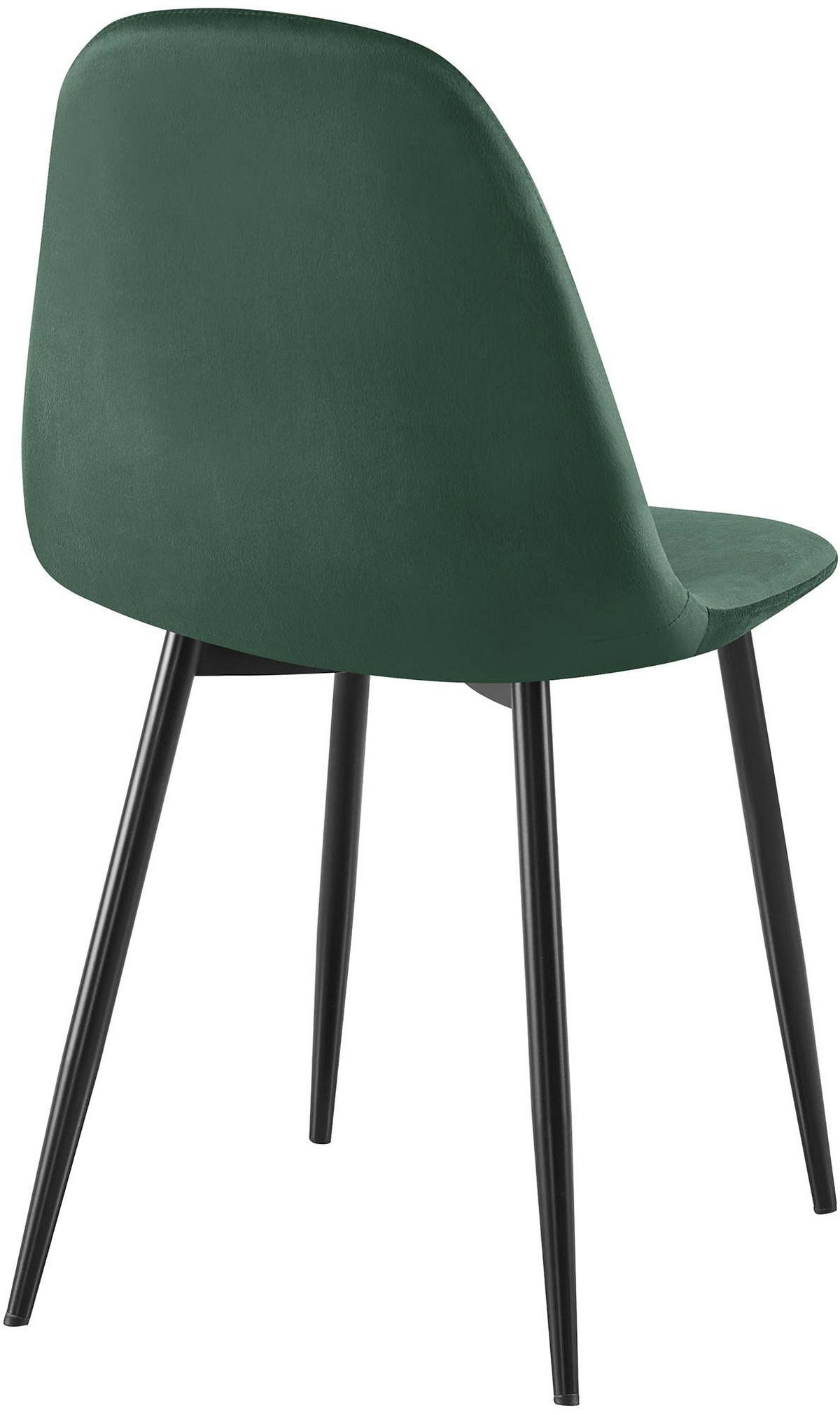 STUHL 4er Set Samt Grün - Schwarz/Grün, Textil/Metall (44/88/51cm) - CLP