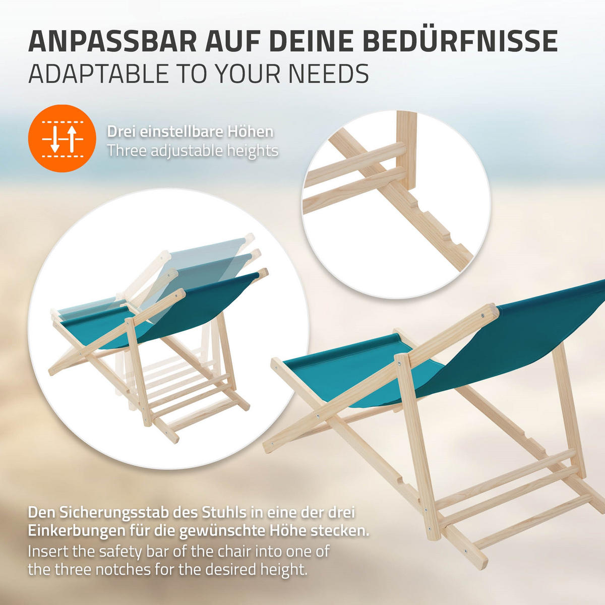 LIEGESTUHL Dunkelgrün - Türkis, Holz (57.5/83/100cm) - ECD-Germany