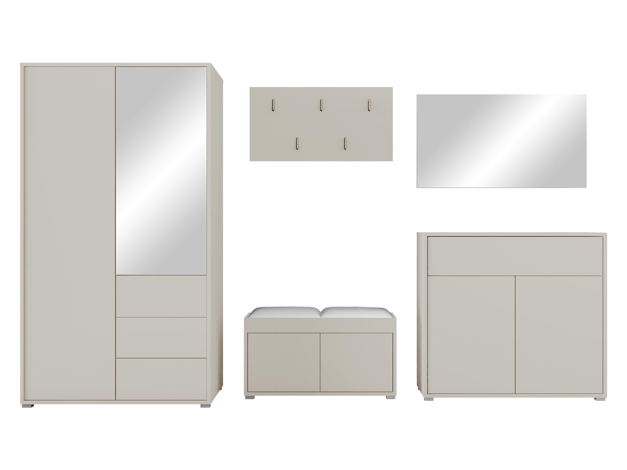 GARDEROBEN-SET Gesita V - Kaschmir/Weiß Hochglanz, Holzwerkstoff/Kunststoff (100/178/59cm) - MIRJAN24