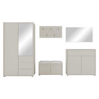 GARDEROBEN-SET Gesita V - Kaschmir/Weiß Hochglanz, Holzwerkstoff/Kunststoff (100/178/59cm) - MIRJAN24