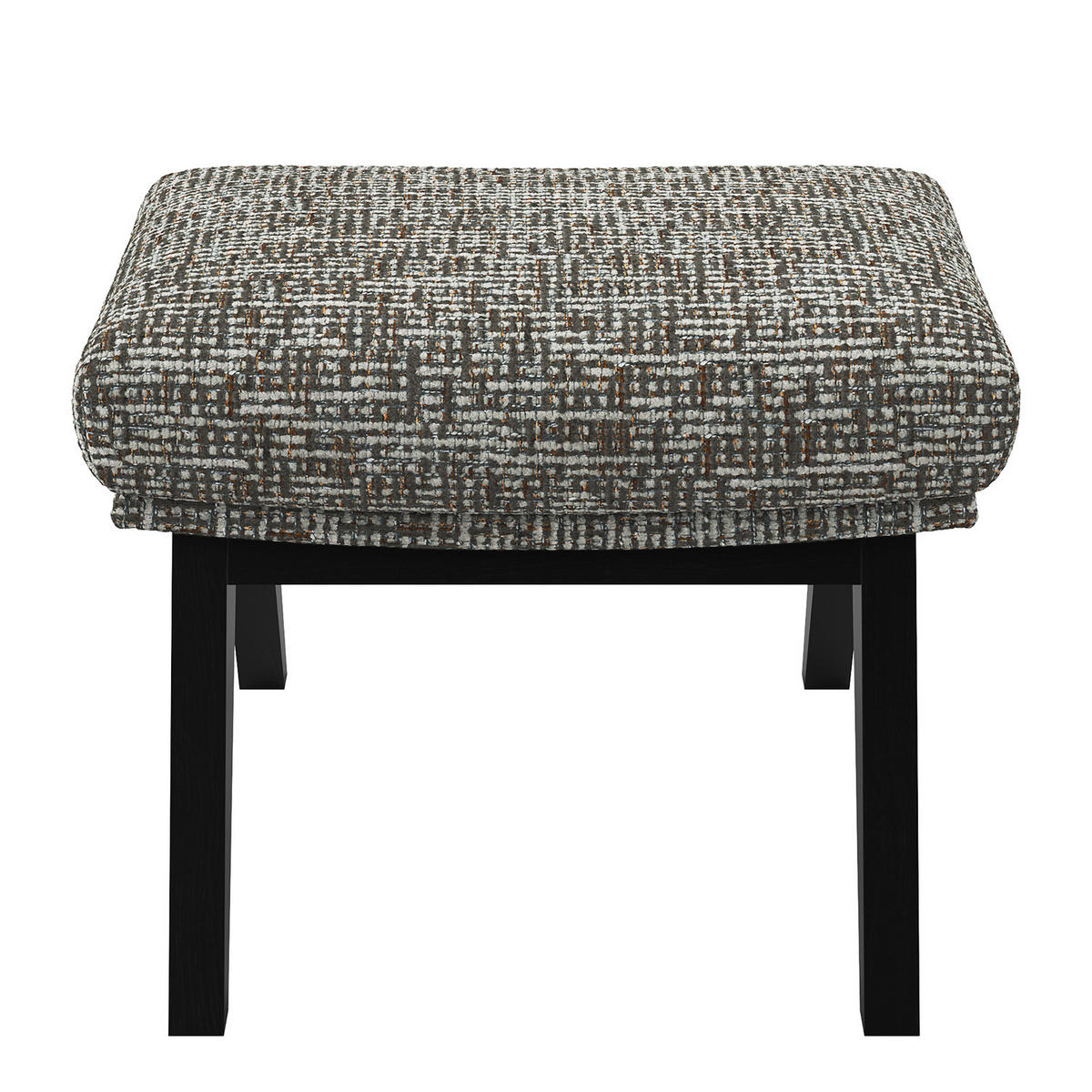 HOCKER mit Holzfüßen - Schwarz/Grau, Birkenholz/Textil (54/41/41cm) - home24