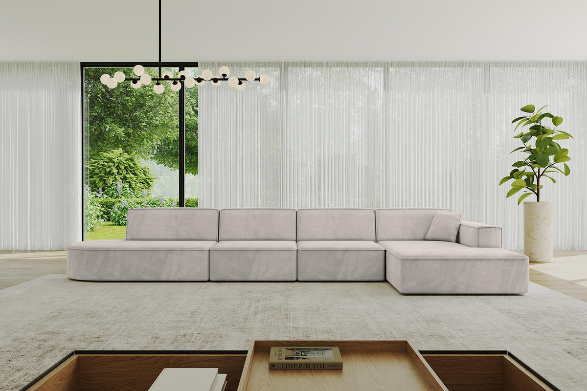 ECKSOFA Ottomane Rechts IREA-L3-v4 - 413x171x79 cm Hellbraun - Hellbraun, Holzwerkstoff/Textil (171/413cm) - ALTDECOR