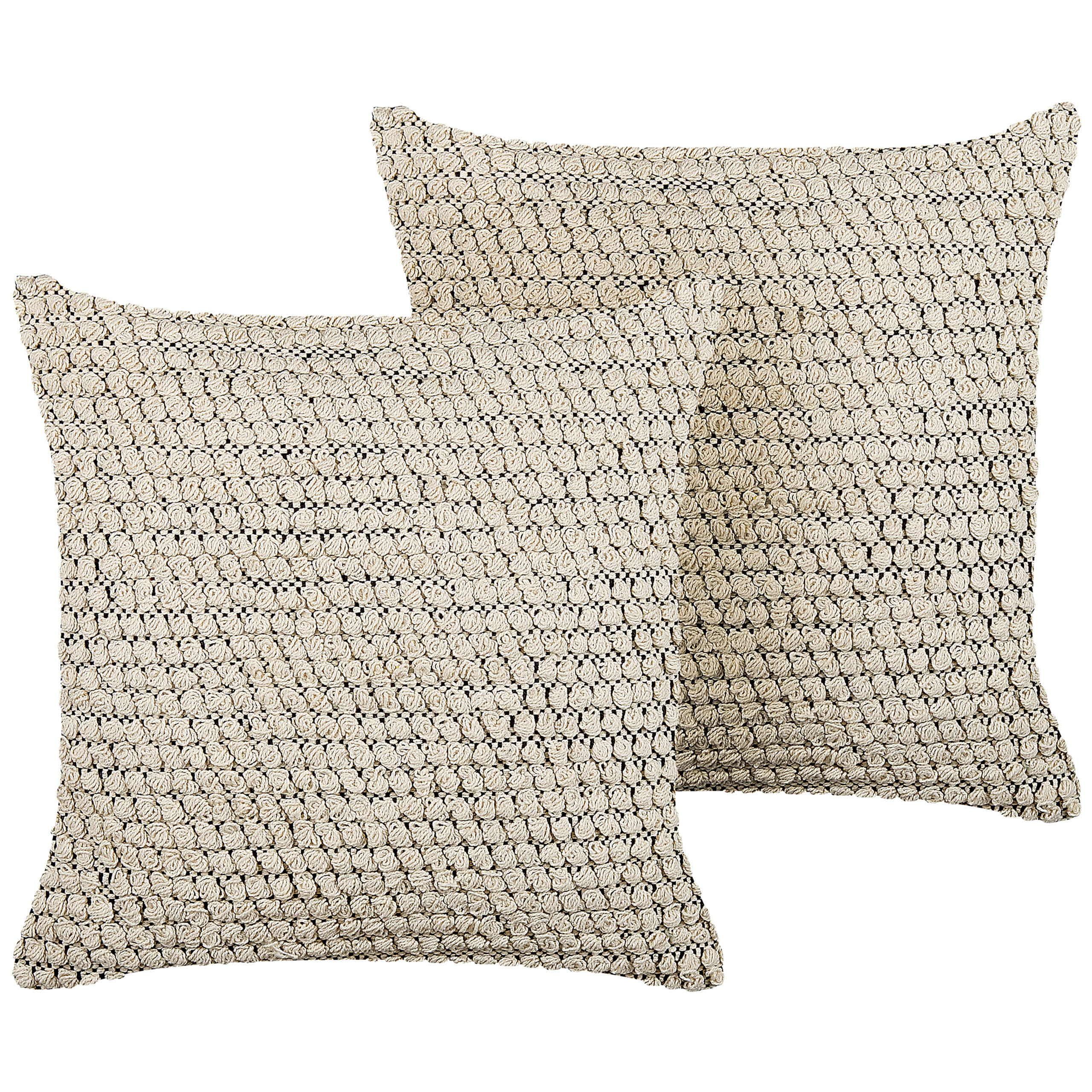 DEKOKISSEN 2er-Set Beige 45/45 cm Howea - Beige, Naturmaterialen/Textil (45/45cm) - Beliani