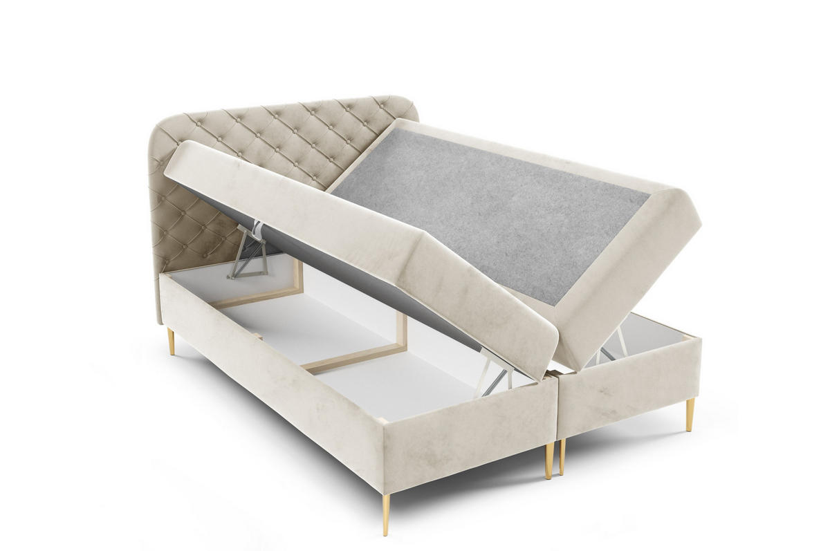 BOXBETT mit zwei Bettkasten 120x200 cm in Creme - Creme, Textil (120/200cm) - Home Collective