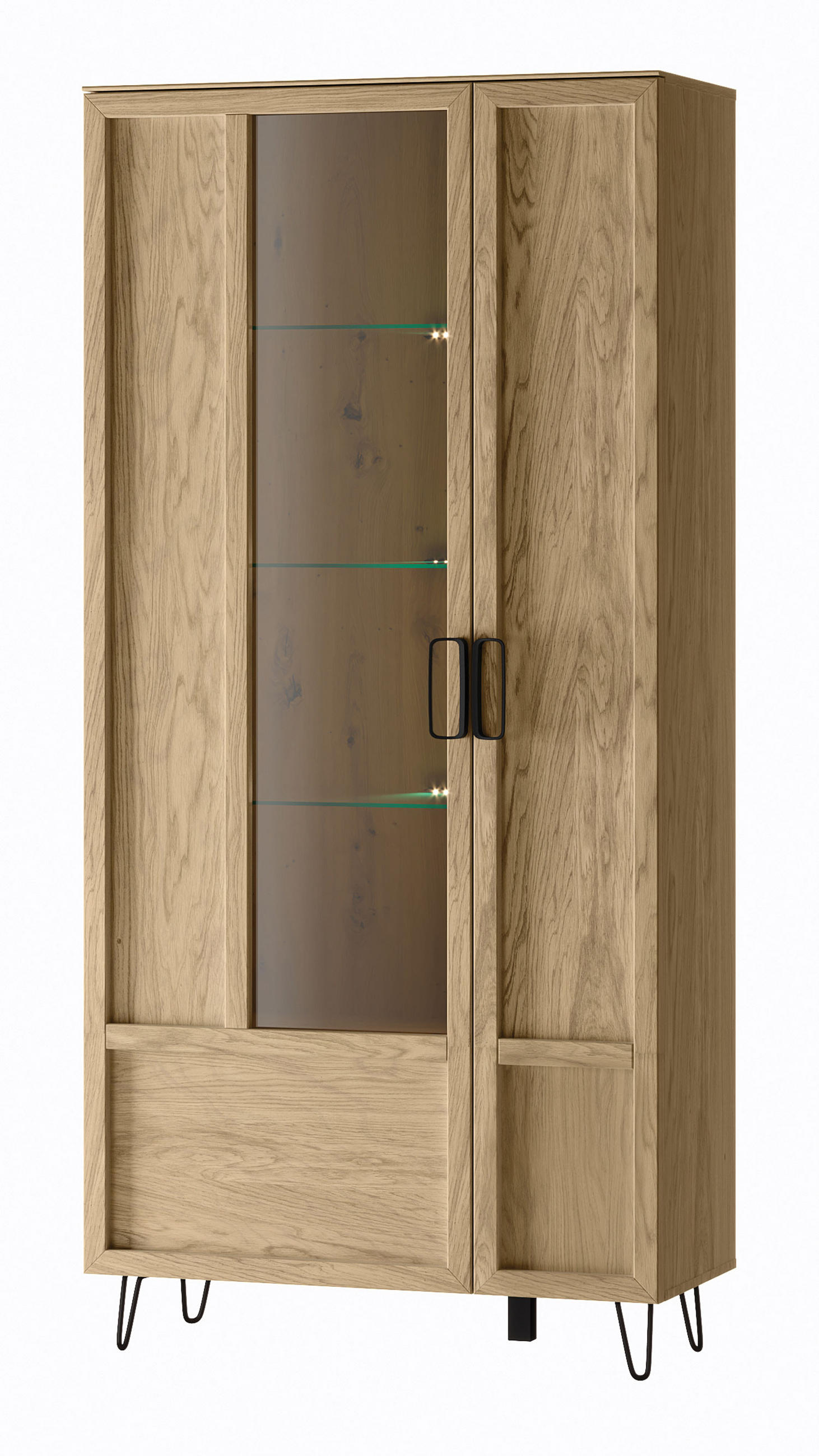STANDVITRINE Limbo Eiche Artisan 95 / 42 / 200cm - Eiche Artisan/Braun, Holz/Metall (95/200/42cm) - Feldmann-Wohnen