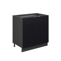 SPÜLENUNTERSCHRANK Fame-Line Schwarz gestreift 80 cm mit Regal, ohne Arbeitsplatte - Anthrazit/Schwarz, Holzwerkstoff (80/82/51.6cm) - Vicco