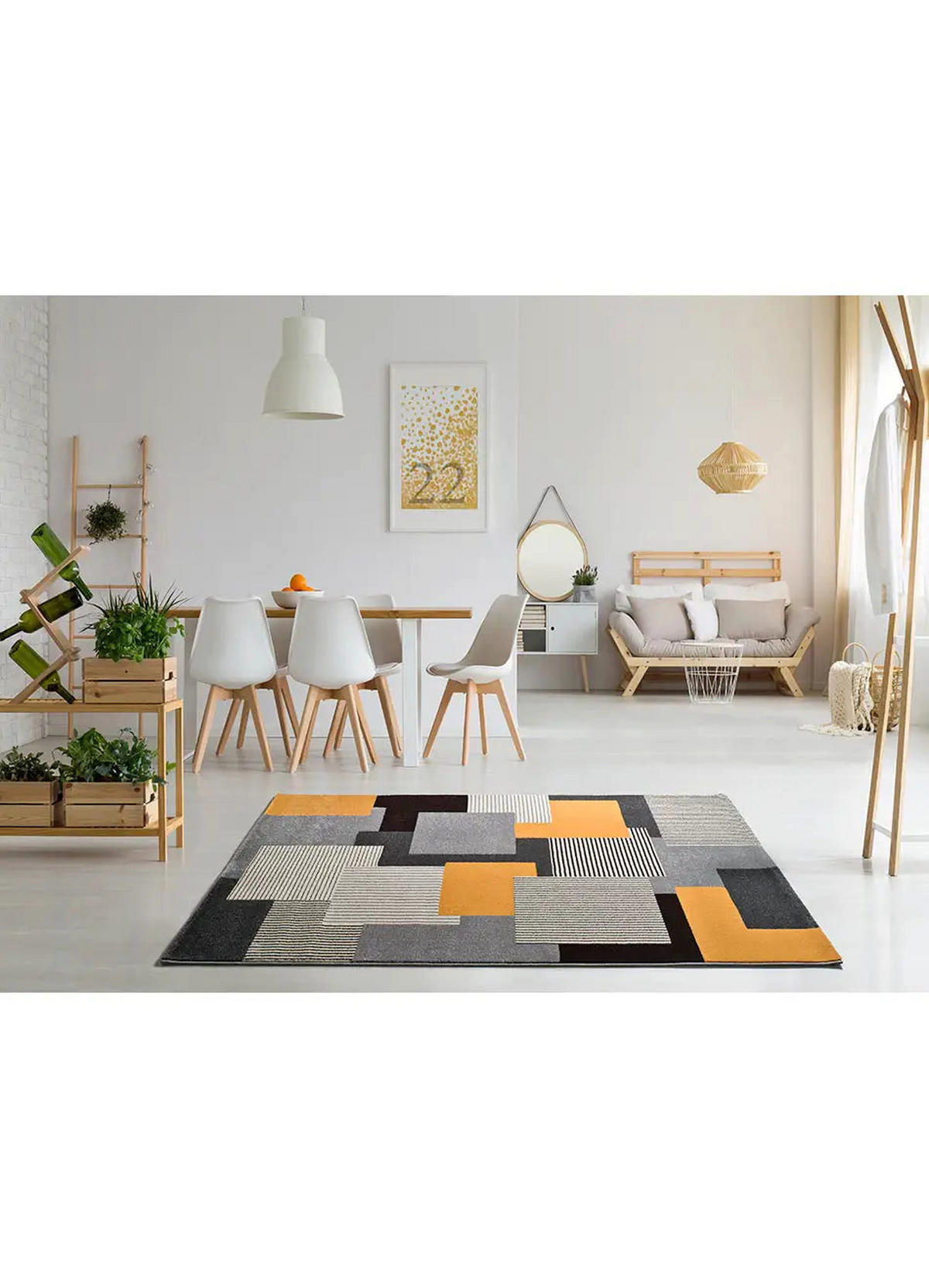 WEBTEPPICH Grau Leo 140/200 cm - Dunkelgelb/Grau, Naturmaterialien/Textil (140/200cm) - Atticgo