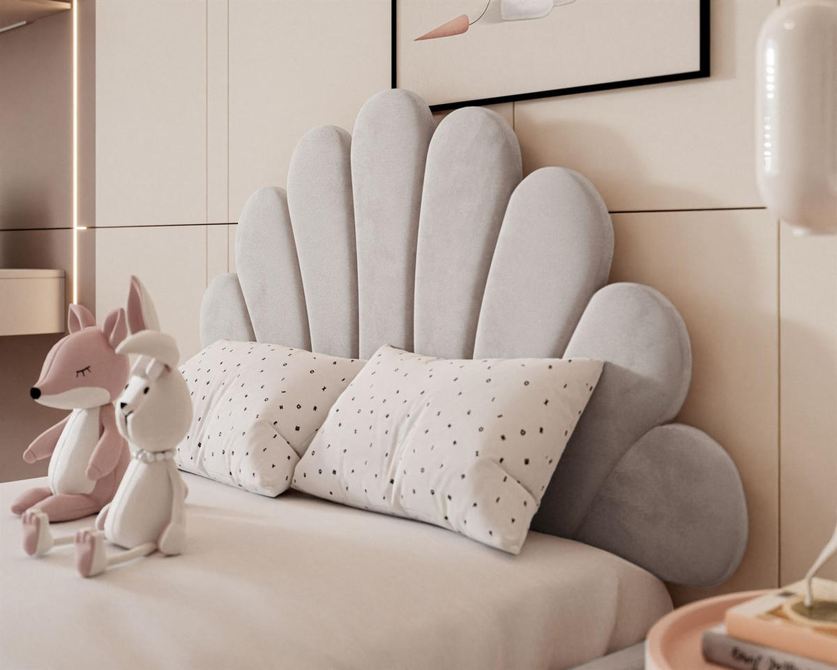POLSTERBETT ASHLEY mit Bettkasten 180x200 cm, Stoff: Jasmine 81 - Grau, Textil - Lookway
