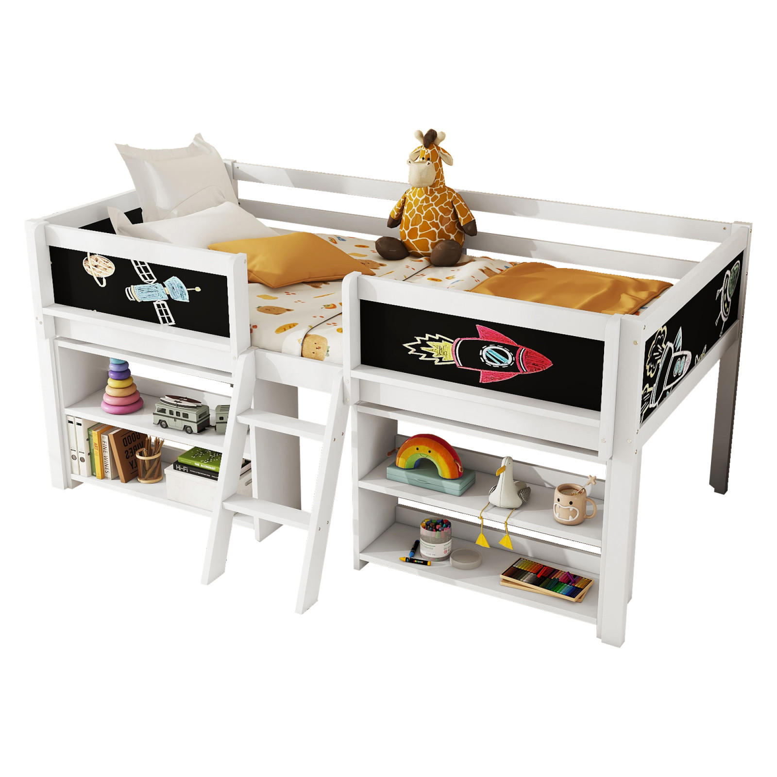 HALBHOCHBETT 90x200 cm Regal weiß - Weiß, Holz (90/200cm) - LEBENLANG