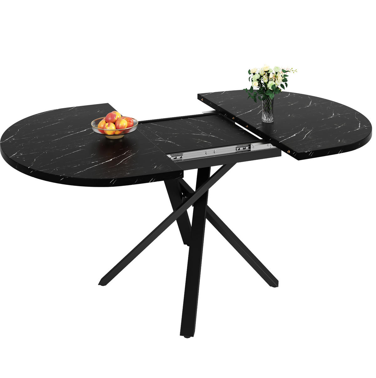 AUSZIEHTISCH 100 cm in schwarzer Marmoroptik - ausziehbar auf 140 cm - Schwarz, Holzwerkstoff (100/140/75.5cm) - BEAOK