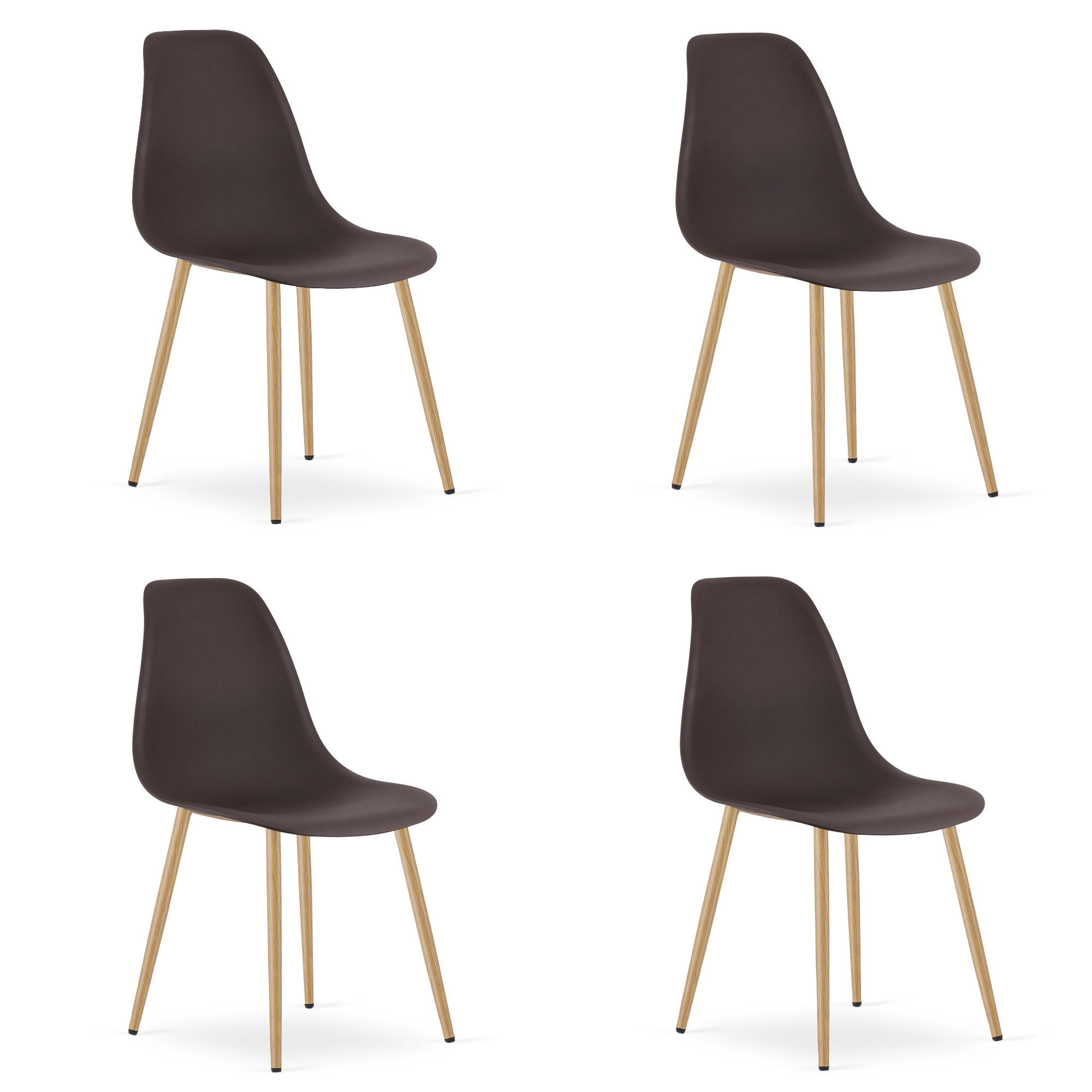 ESSZIMMERSTUHL 4-er Set KALEO Kaffeesitz, natürliche Beine - Naturfarben/Braun, Kunststoff (46/84/51cm) - Valora