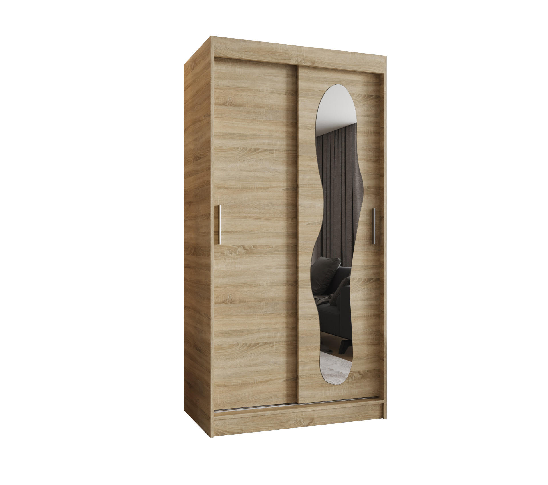 SCHWEBETÜRENSCHRANK 200/100/62 2-türig - Silberfarben/Sonoma Eiche, Holz (100/200/62cm) - MÖBEL KRYSPOL