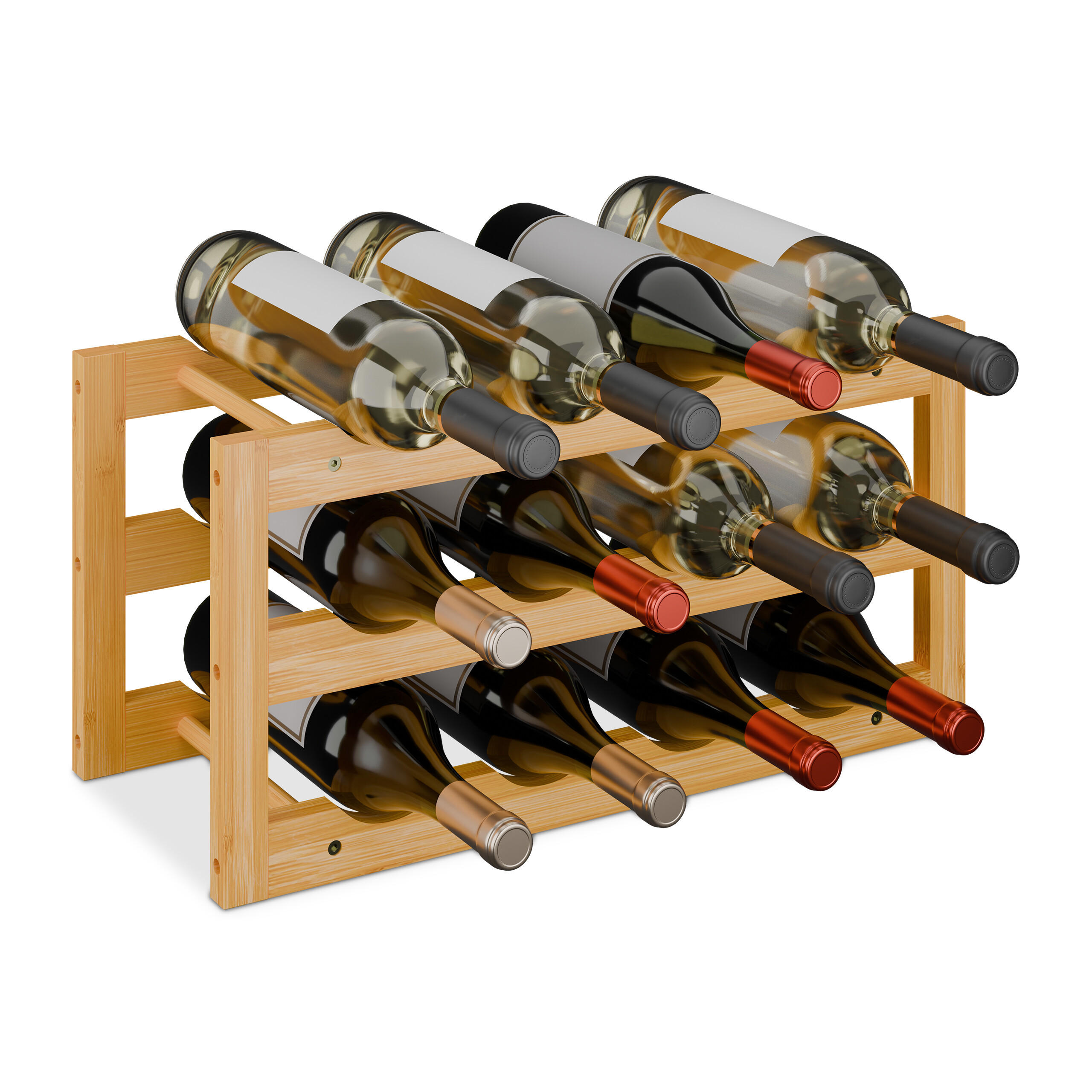 WEINREGAL - Hellbraun, Holz (56/28/24cm) - Relaxdays
