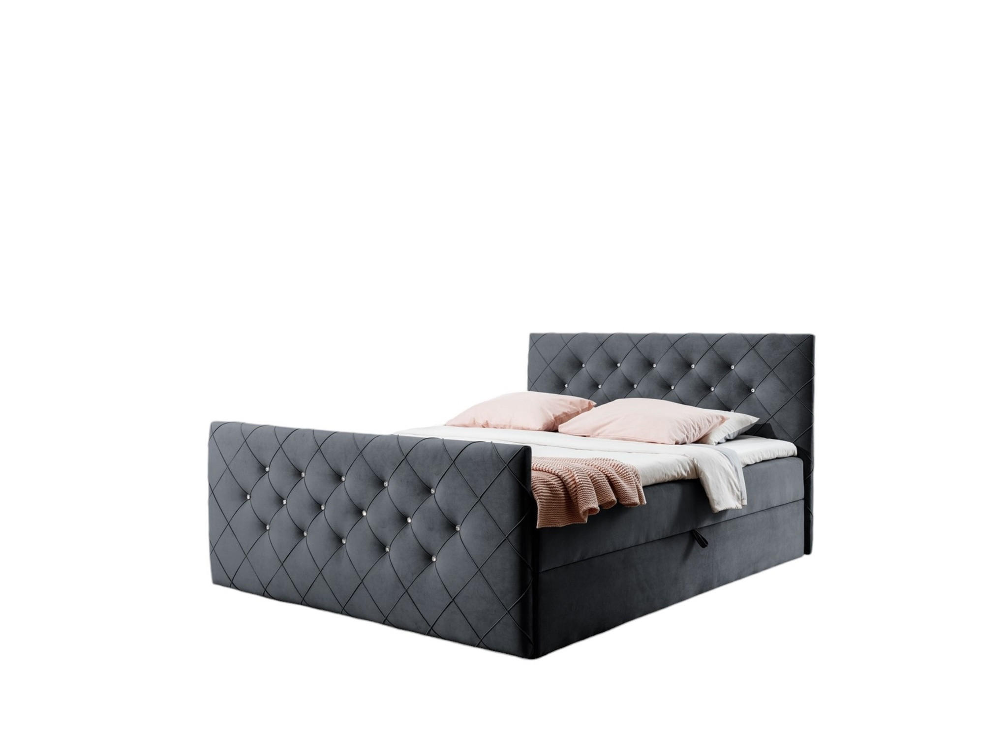 BOXBETT Eivor In überlänge - Anthrazit, Holzwerkstoff/Textil (140/220cm) - Fun Möbel