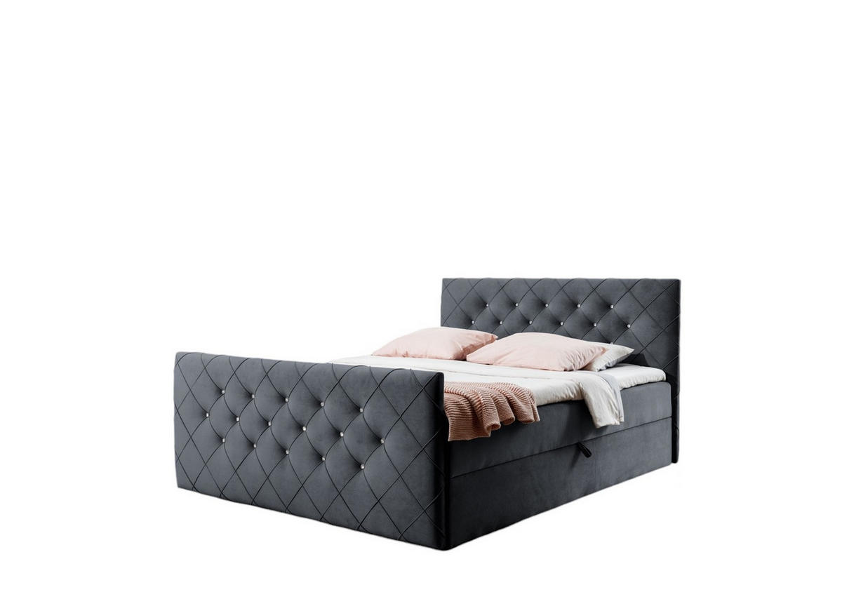 BOXBETT Eivor In überlänge - Anthrazit, Holzwerkstoff/Textil (140/220cm) - Fun Möbel