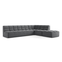 ECKSOFA Beidseitig Samt Stoff Grau - Dunkelgrau/Schwarz, Kunststoff/Textil (308/258cm) - Makamii