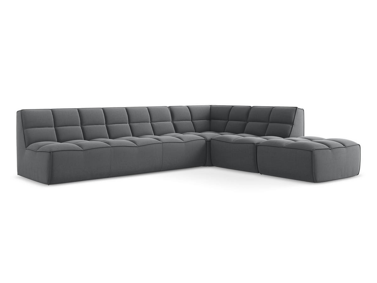 ECKSOFA Beidseitig Samt Stoff Grau - Dunkelgrau/Schwarz, Kunststoff/Textil (308/258cm) - Makamii