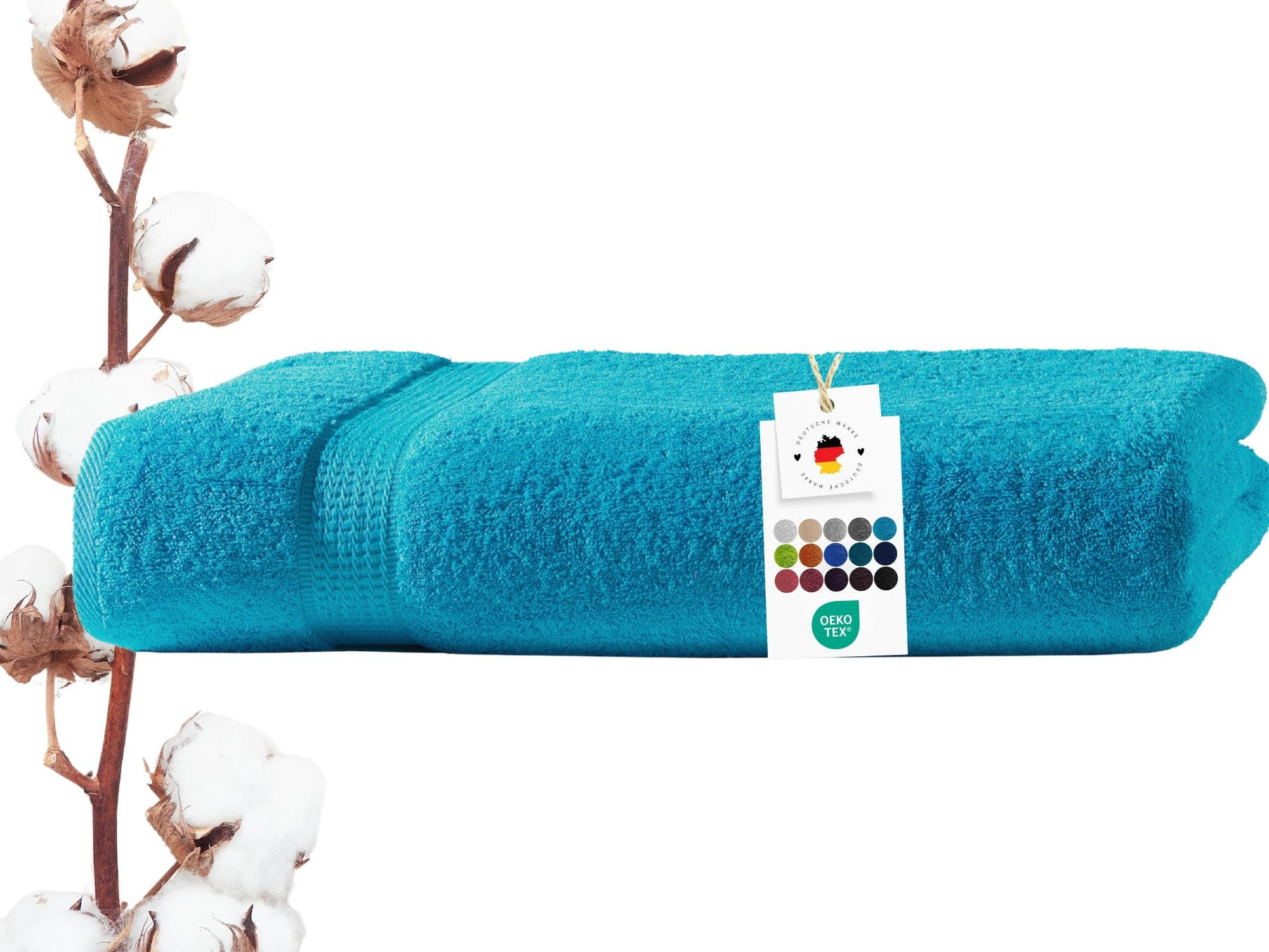 BADETUCH 100x150 cm Frottier Handtücher aus 100% Baumwolle, Türkis 500g/m2 - Türkis, Textil (100/150cm) - Carpe Sonno
