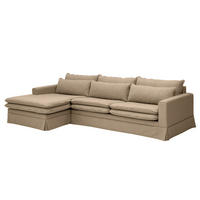 ECKSOFA mit Husse - Longchair, Webstoff - Hellbraun/Schwarz, Kunststoff/Textil (300/175cm) - home24