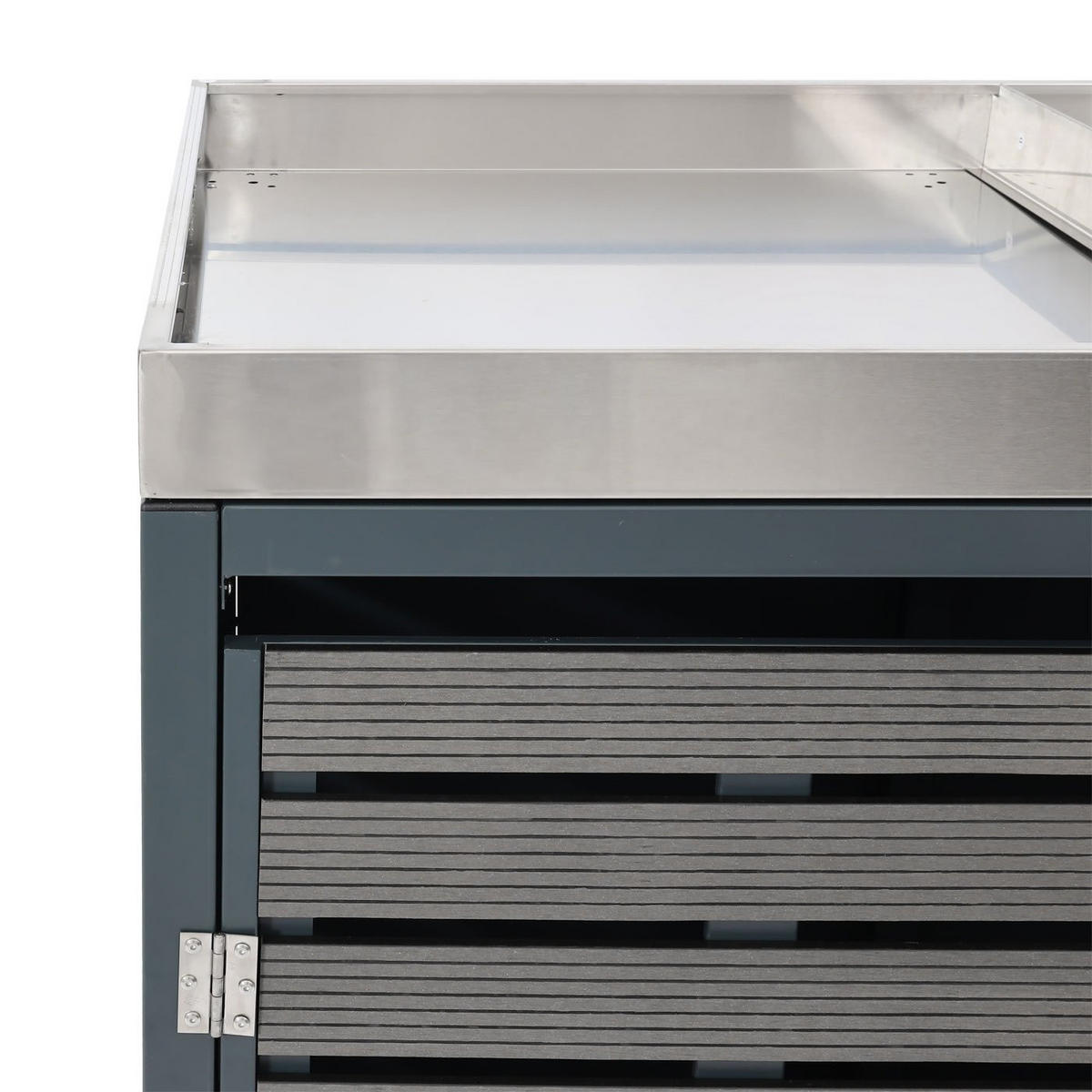 MÜLLTONNENBOX 4er mit Pflanzkasten HxBxT 124x265x84cm Anthrazit - Anthrazit, Metall (265/124/84cm) - PROREGAL