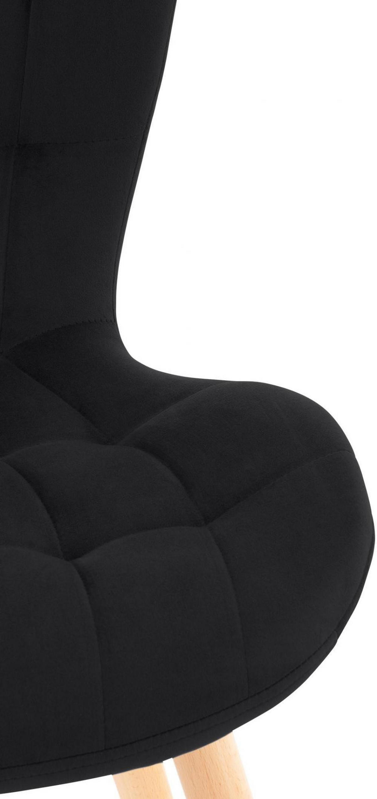 STUHL 2er Set Samt schwarz - Eukalyptusholzfarben/Schwarz, Holz/Textil (50/88/63cm) - CLP
