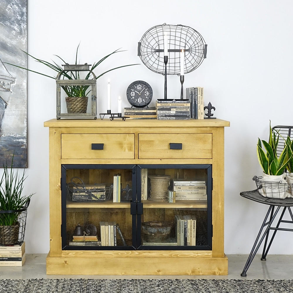 KOMMODE aus Massivholz Industrial - Honig, Holz (108/90/50cm) - Seart