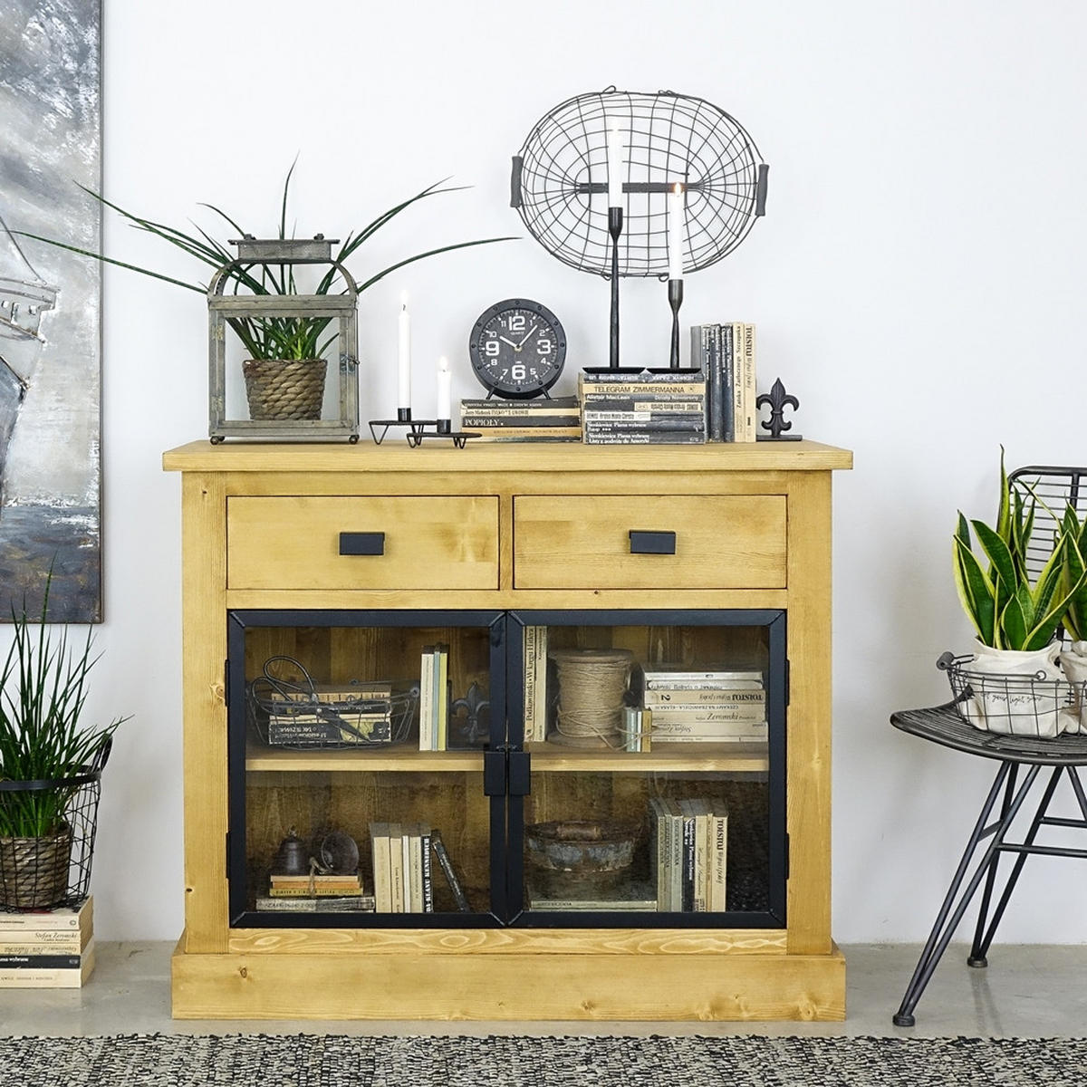 KOMMODE aus Massivholz Industrial - Honig, Holz (108/90/50cm) - Seart