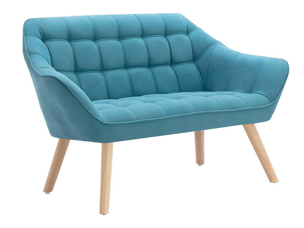 SOFA 2-Sitzer + Sessel - Stoff - Blau - CASERTA - Blau, Textil (127/77/73cm) - Vente-Unique