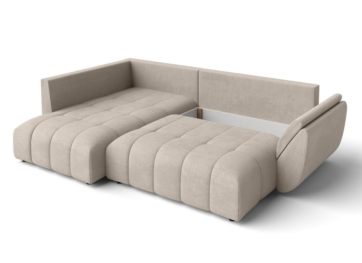 ECKSOFA L Form Corleone Hellbraun 266/182/91 cm mit Schlaffunktion - Schwarz/Bronzefarben, Kunststoff/Textil (266/182cm) - AX Living