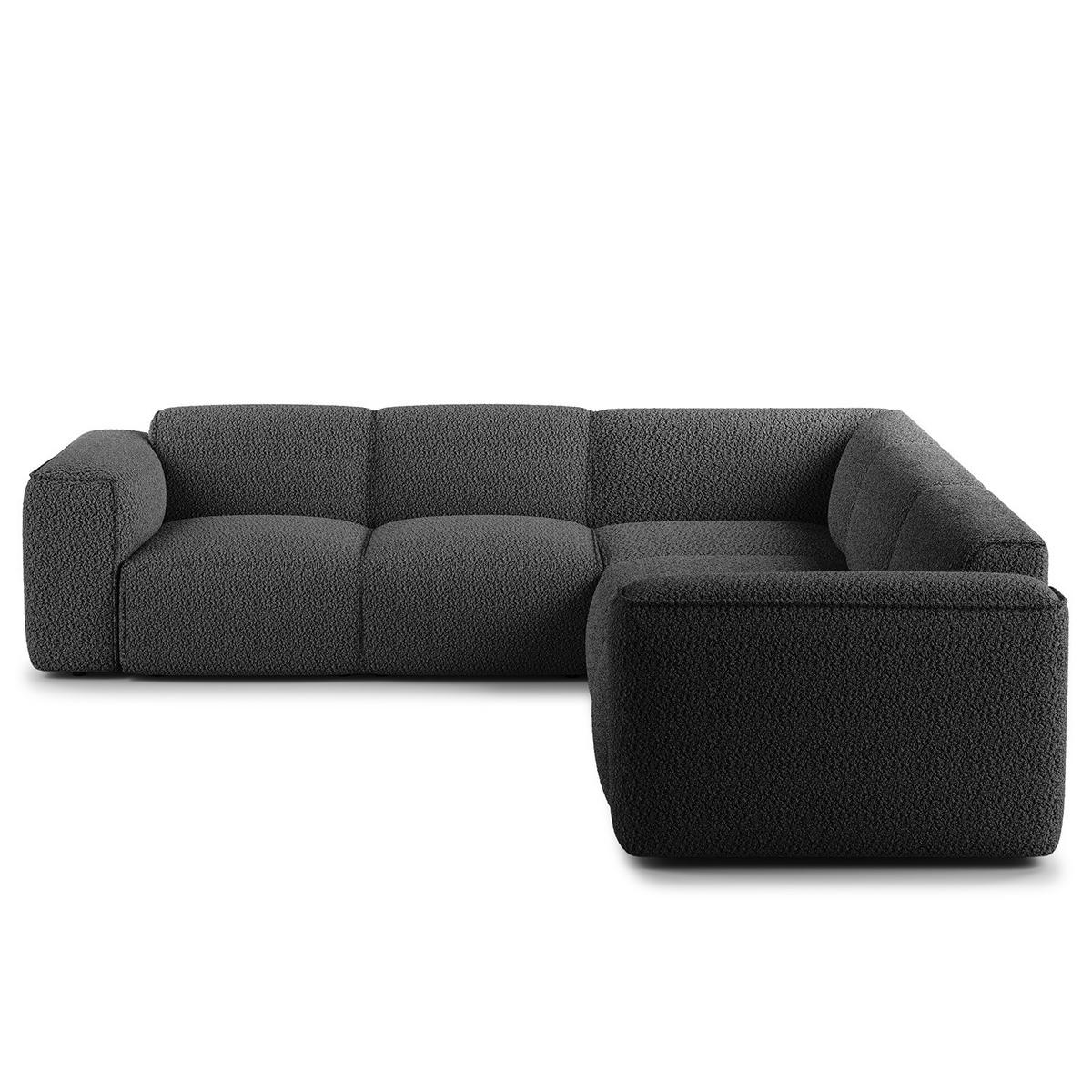 ECKSOFA mit Rundecke - Anthrazit/Schwarz, Kunststoff/Textil (325/260cm) - home24