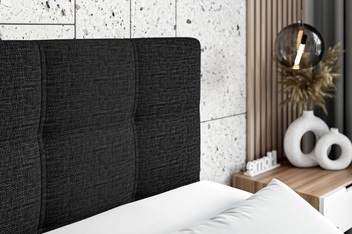 BOXBETT mit Matratze H3 und Lattenrost - MARCE - 90x200 - Links Schwarz - Schwarz, Holzwerkstoff (90/200cm) - ALTDECOR