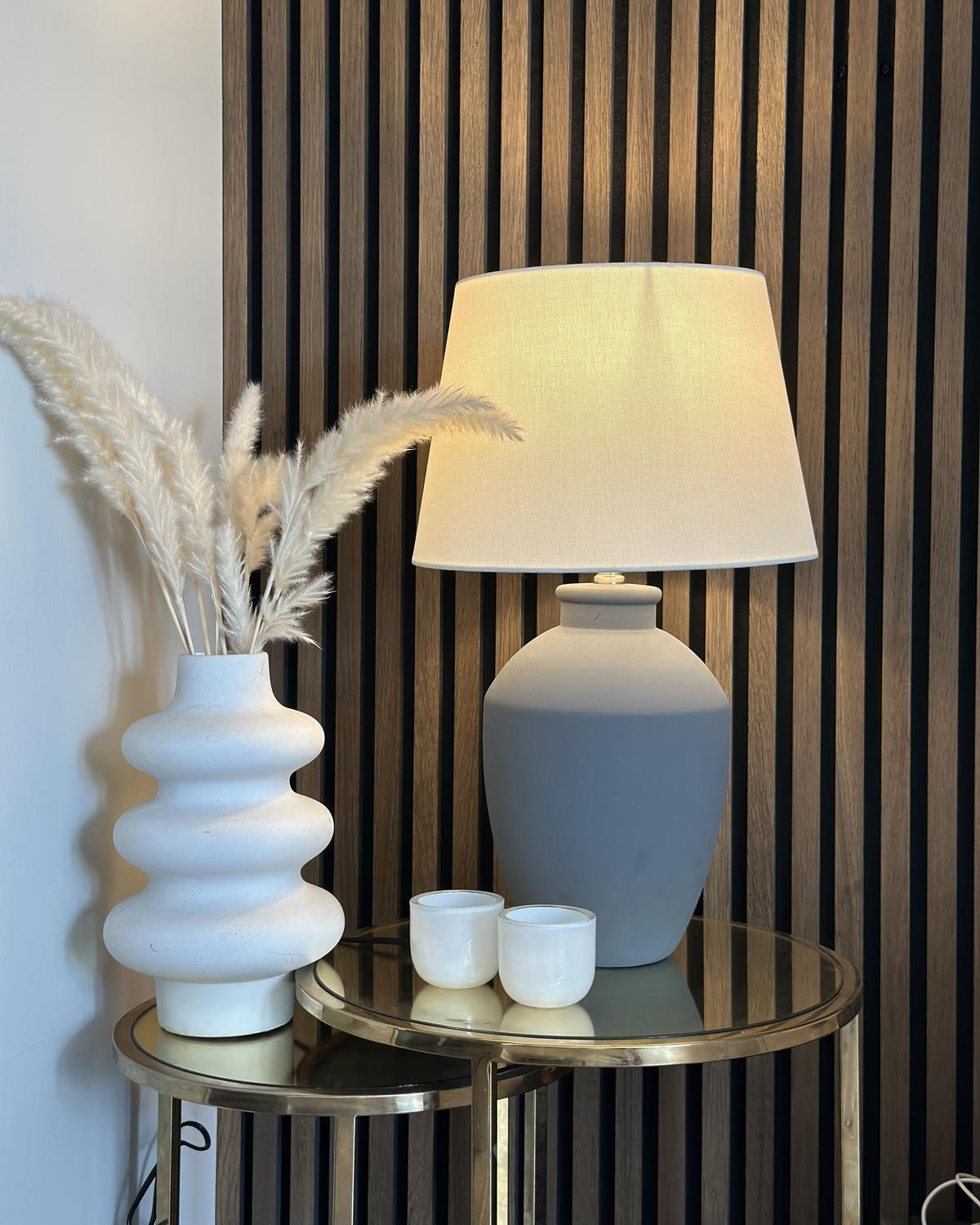 LAMPĂ DE MASĂ Arcos 33/33/55 cm - gri, ceramică (33/33/55cm) - Beliani