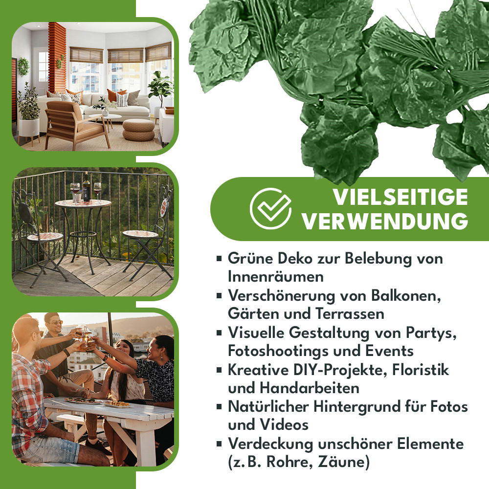 KUNSTPFLANZE Efeu Girlande 27m - Grün, Kunststoff (225cm) - KRUMAD