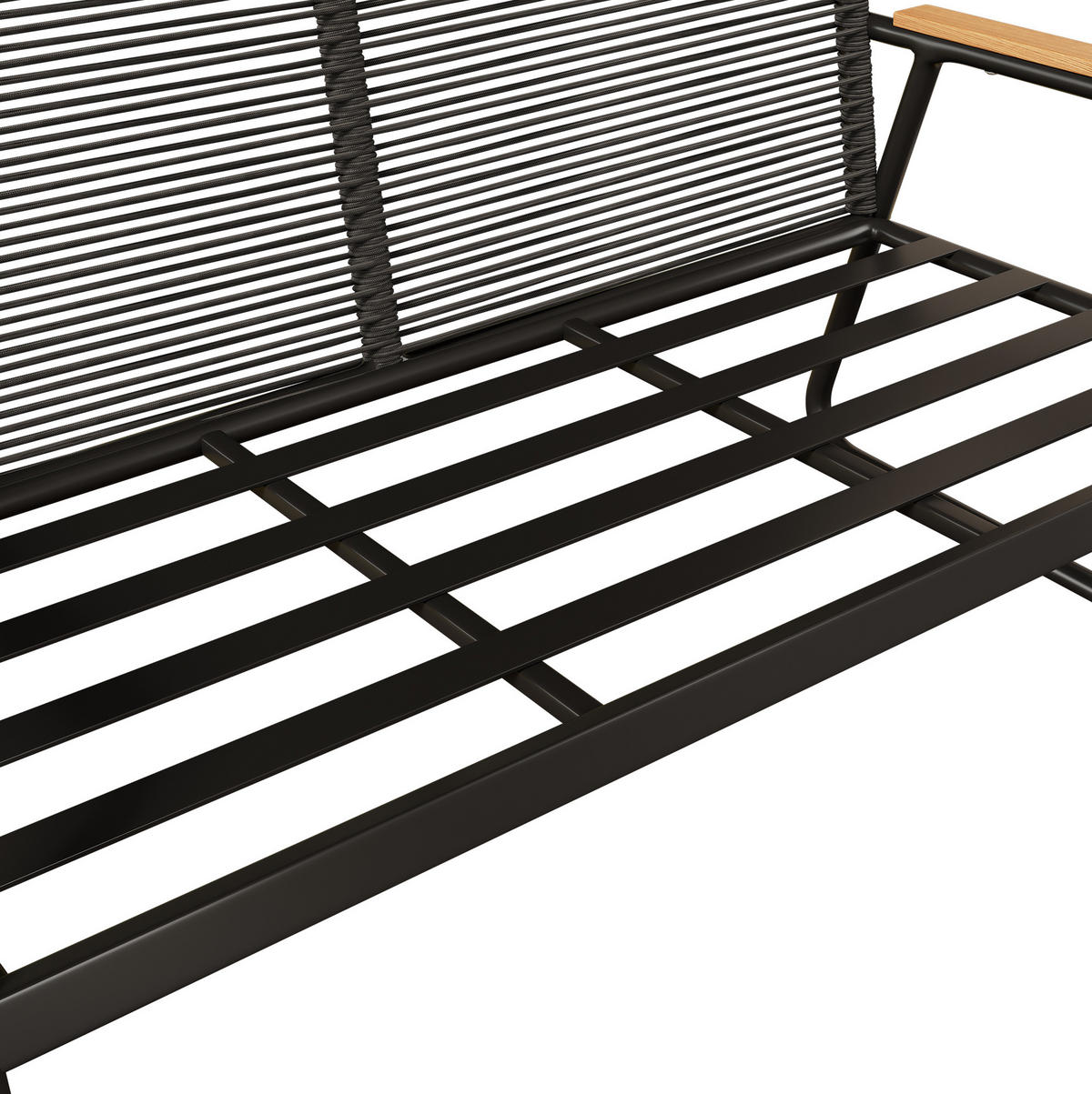GARTENMÖBEL 118x65x78cm schwarz, feuerverzinkt, mit Glas und Kissen - Schwarz, Metall - Modfu